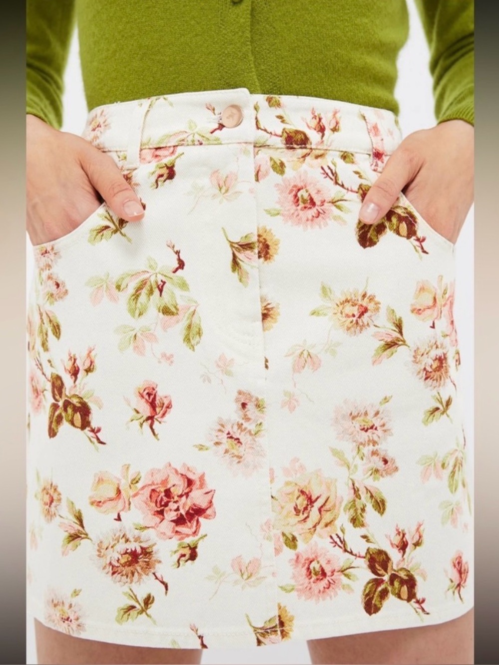 Tuckernuck Romantic Floral Denim Pippa Mini Skirt XXS NWT